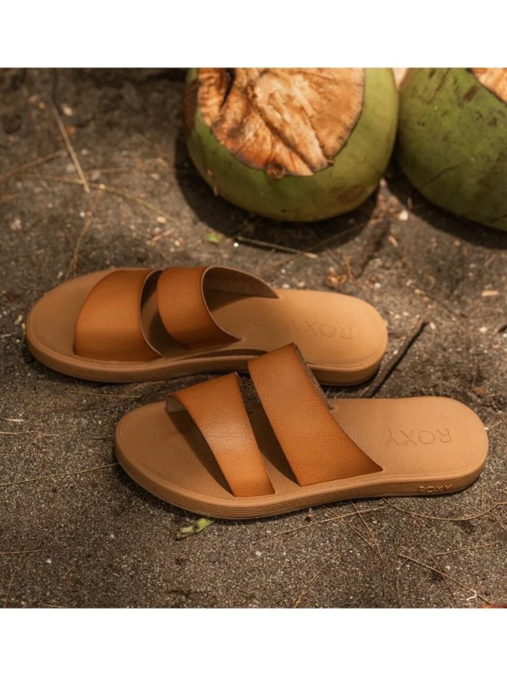 $46 ROXY Women’s Coastal Cool Slide Sandals In Tan Size 9